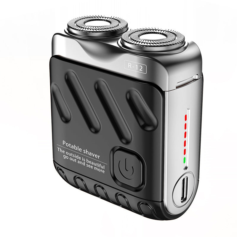 Portable Rotary Dual Ring Electric Shaver – Mini Travel Rechargeable Razor