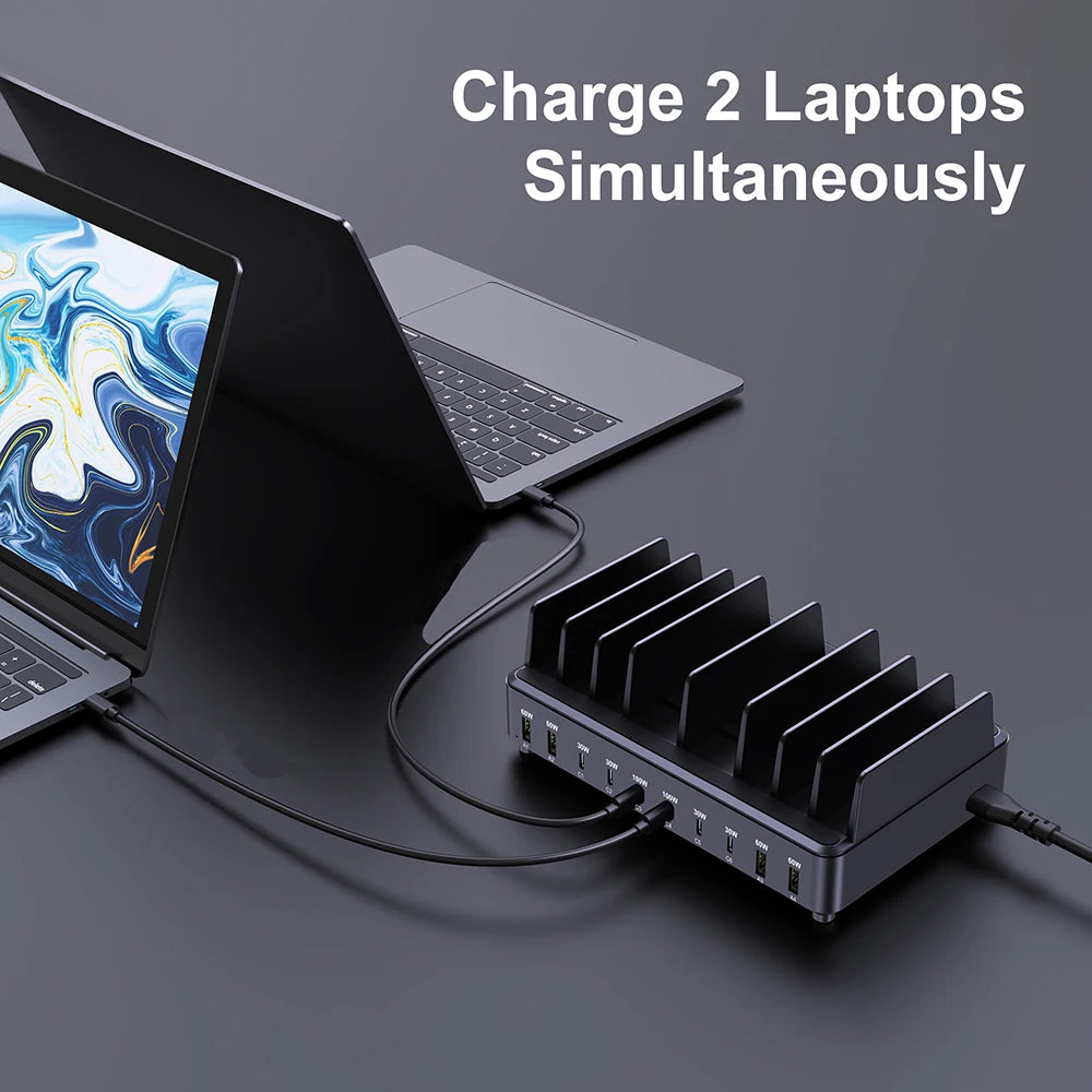 500W USB-C GaN Charging Station – 10-Port Fast Charger with PD 100W Output