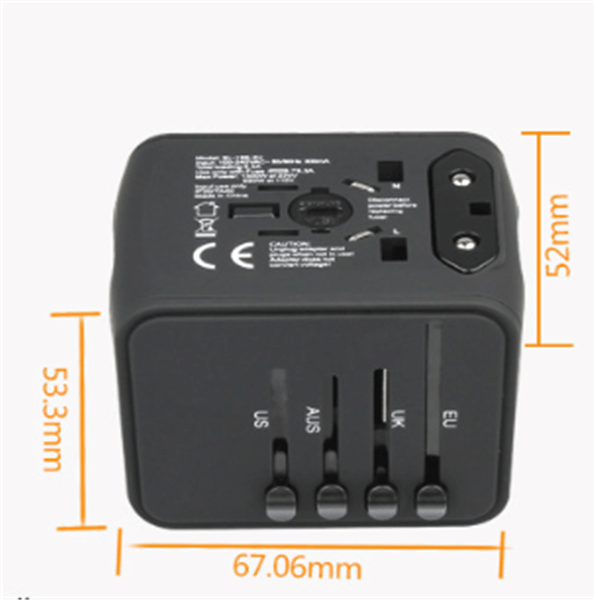 Multi-Function Travel Socket Universal Adapter with USB Charging
