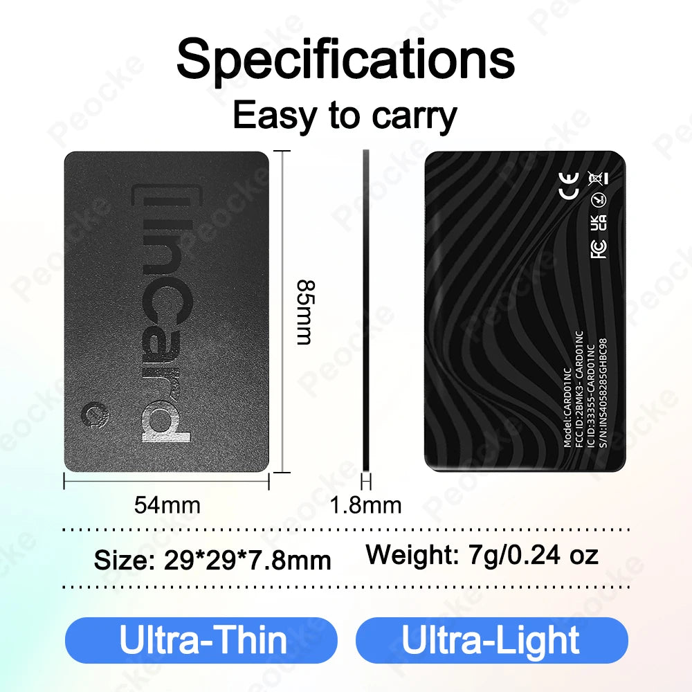 Wallet Anti-Loss GPS Smart Tag | Slim Bluetooth Tracker for Wallets, Keys & Luggage