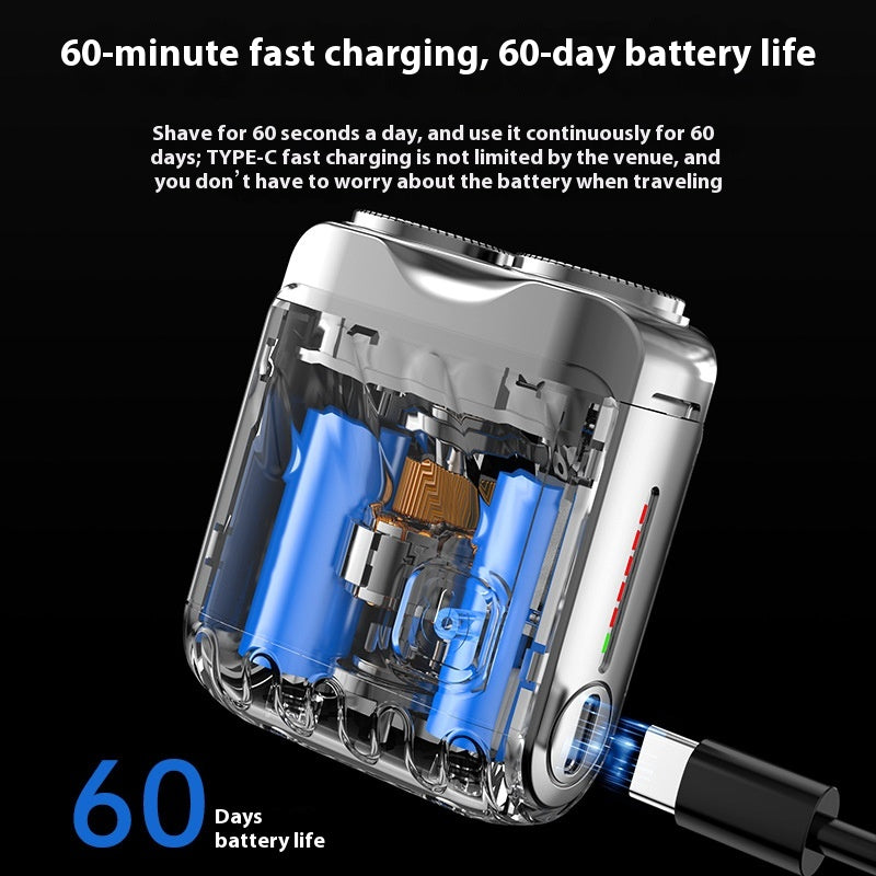 Portable Rotary Dual Ring Electric Shaver – Mini Travel Rechargeable Razor