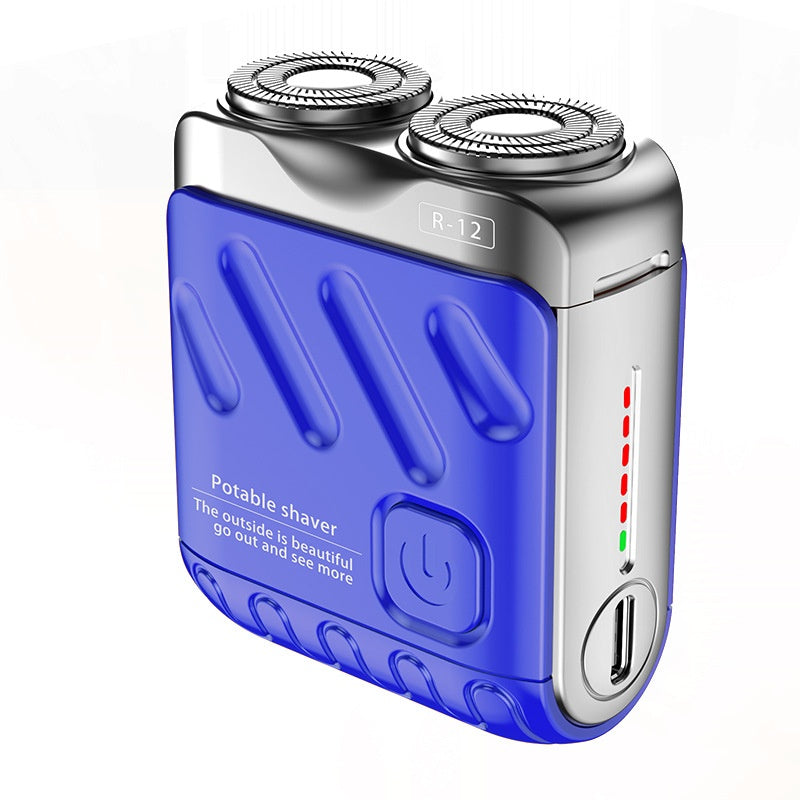 Portable Rotary Dual Ring Electric Shaver – Mini Travel Rechargeable Razor