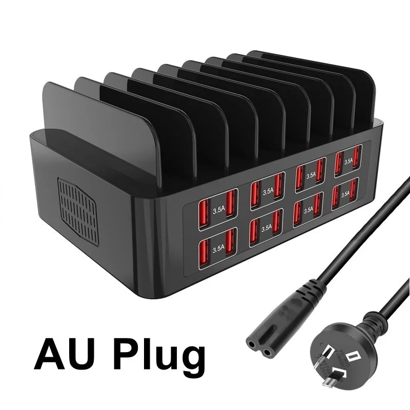 150W Universal 16-Port USB Charging Station – Multi-Device Charger with Tablet Stand
