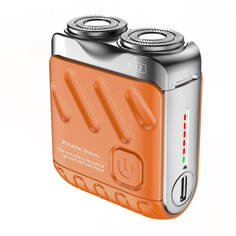 Portable Rotary Dual Ring Electric Shaver – Mini Travel Rechargeable Razor