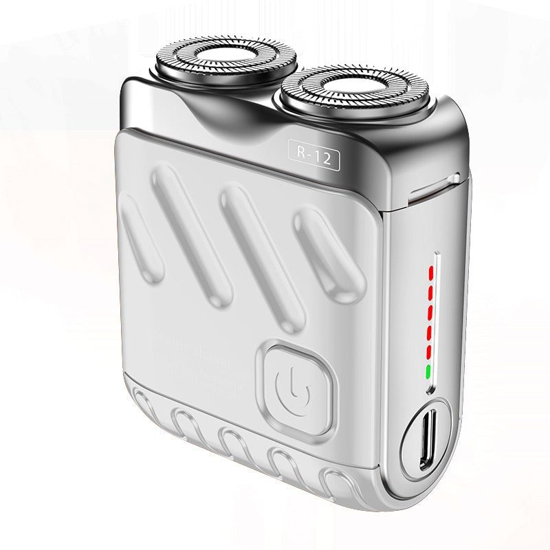 Portable Rotary Dual Ring Electric Shaver – Mini Travel Rechargeable Razor