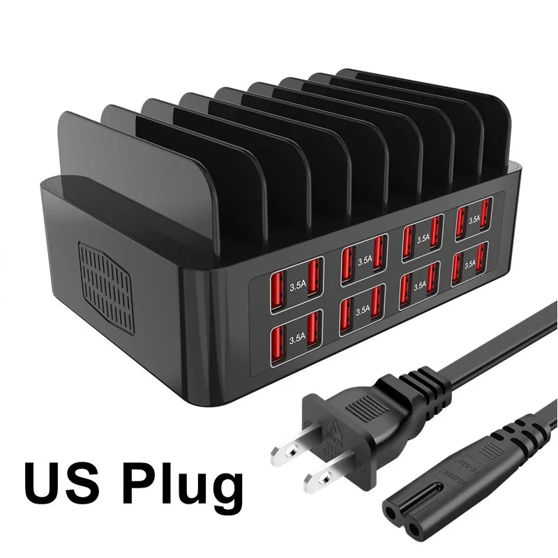 150W Universal 16-Port USB Charging Station – Multi-Device Charger with Tablet Stand