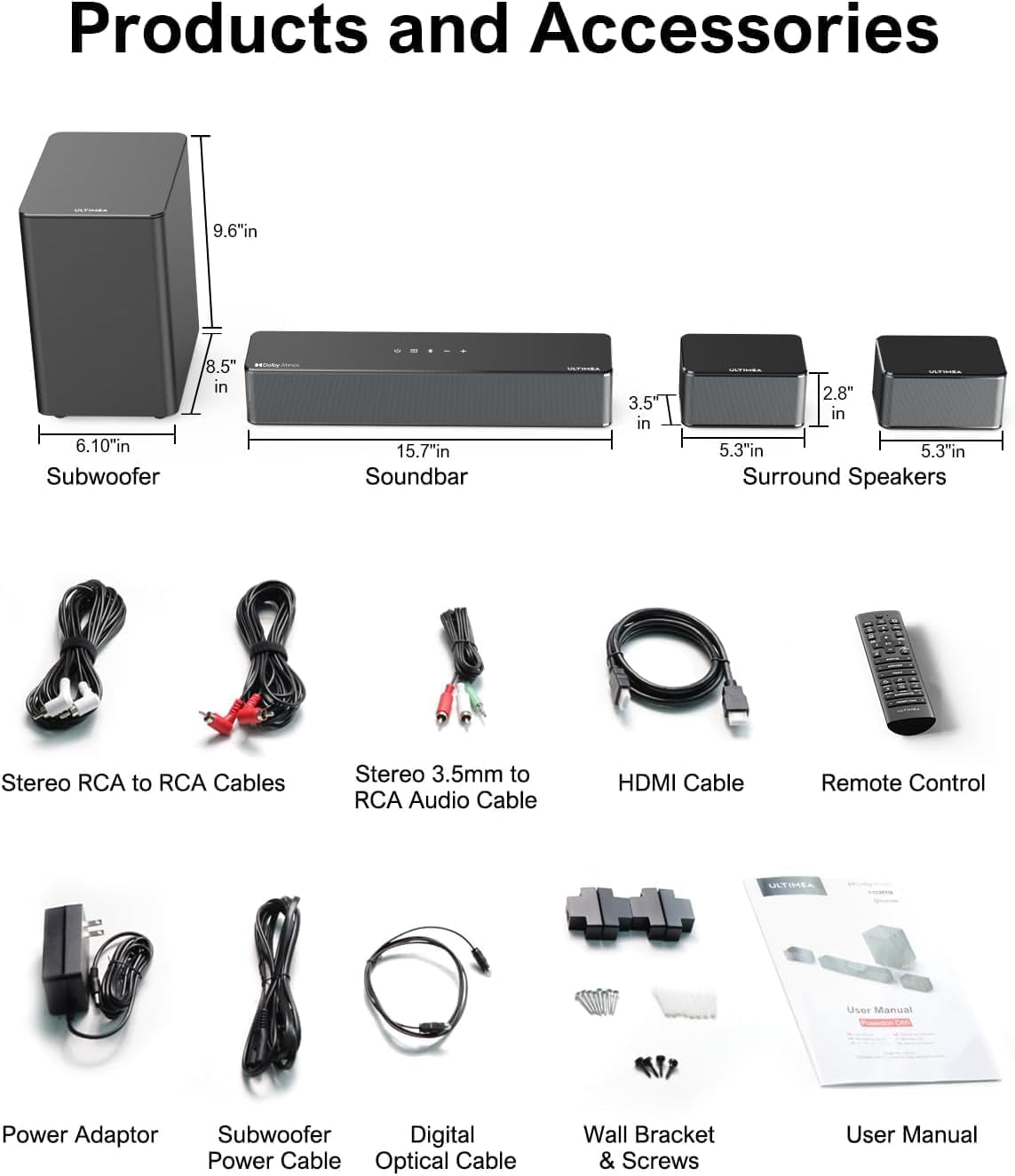 5.1 Sound Bar, 410W Dolby Atmos Surround Sound System with Subwoofer – Poseidon D60 (2025 New Version)