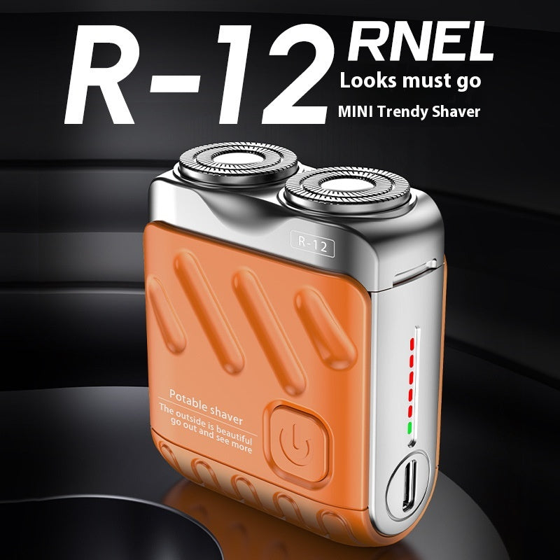 Portable Rotary Dual Ring Electric Shaver – Mini Travel Rechargeable Razor