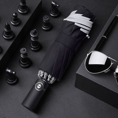 Full Automatic Reverse Umbrella – Men’s Reflective Windproof Car Umbrella for Business & Travel