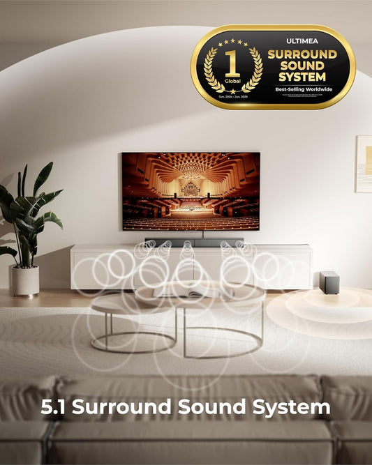 5.1CH Surround Sound Bar with Subwoofer – Dolby Atmos, 300W Home Theater System