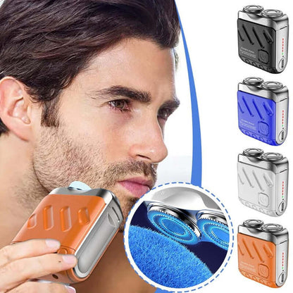 Portable Rotary Dual Ring Electric Shaver – Mini Travel Rechargeable Razor