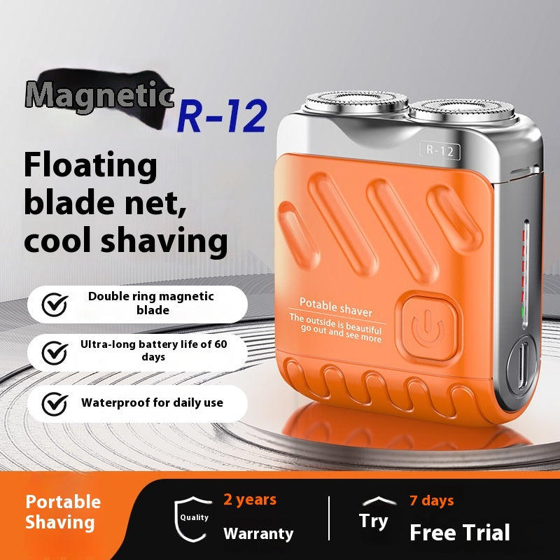 Portable Rotary Dual Ring Electric Shaver – Mini Travel Rechargeable Razor