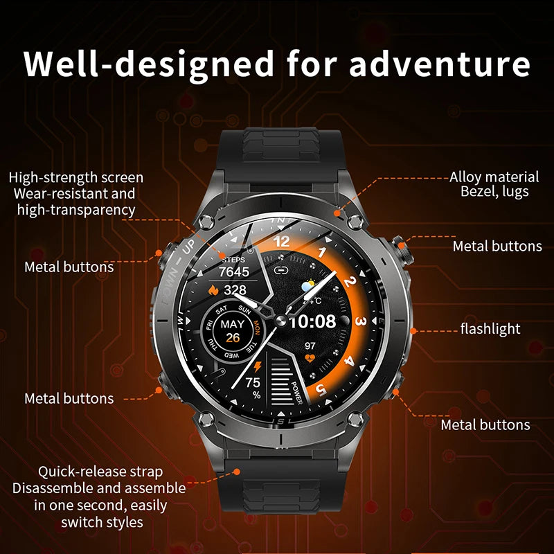 2025 Dual-Band GPS Outdoor Smartwatch – Professional 10ATM Waterproof Fitness Tracker