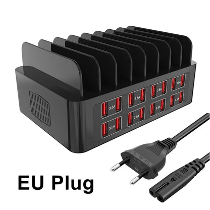 150W Universal 16-Port USB Charging Station – Multi-Device Charger with Tablet Stand