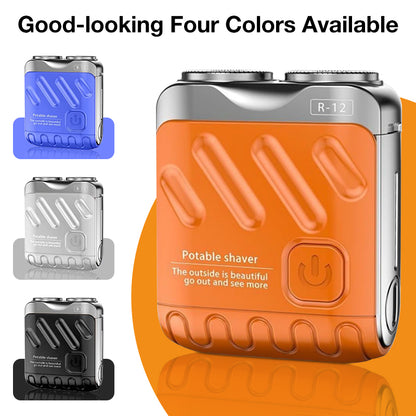Portable Rotary Dual Ring Electric Shaver – Mini Travel Rechargeable Razor